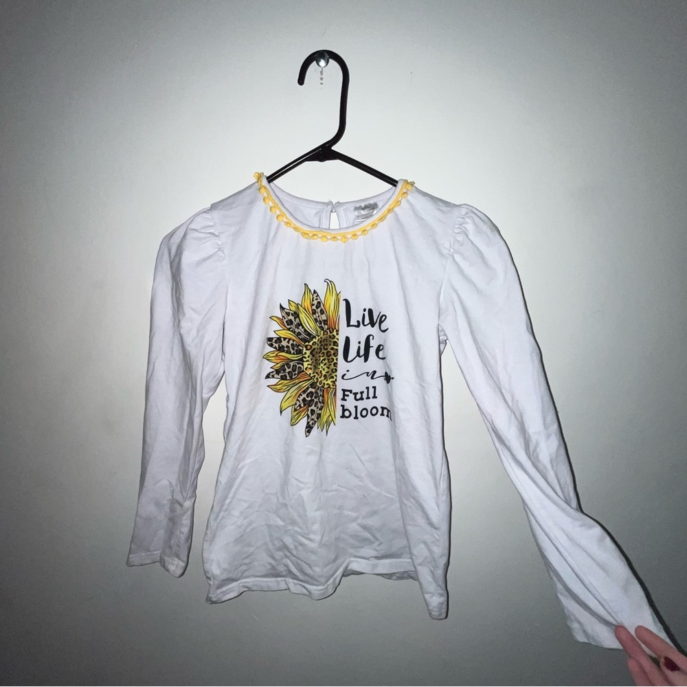 Kids girls White Sunflower Kids Shirt